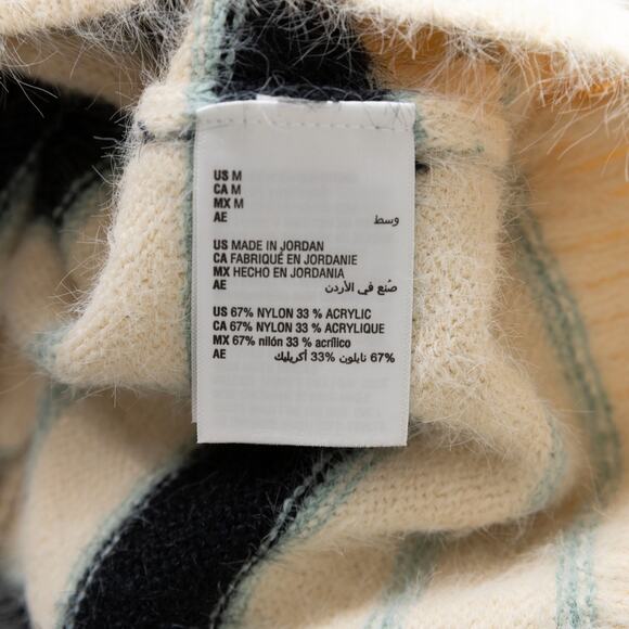 Mode of One Men Long-Sleeve Eyelash Stripe Sweater Dark Ecru Size M - Picture 6 of 6